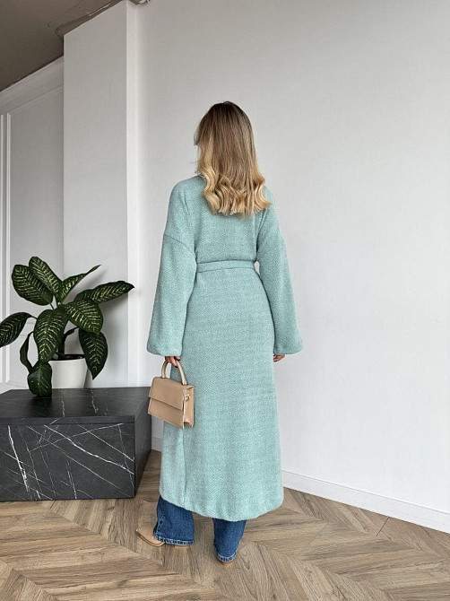 Жіночий довгий кардиган із поясом і кишенями. М'ята, 42/44 Одеса - фото 5