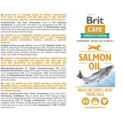 Витамины Brit Care лососевое масло для собак для улучшения состояния кожи и шерсти 1 л Киев - изображение 3