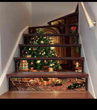 Наклейки на новий рік "Ялинка" - розмір стікера 50*70см, силікон Київ