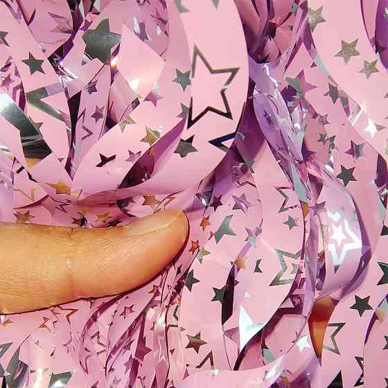 Дождик для фотозоны волнистый с принтом звезд 2 м на 1 м розовый Киев