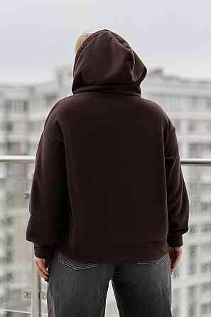 Тепла кофта худі оверсайз жіноча "Glen" | Батал Шоколадний, 50-52 Київ