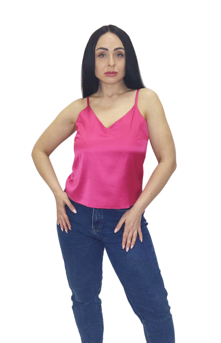 Шовкова майка на тонких бретельках Малиновий 3XL/4XL Харків - фото 2