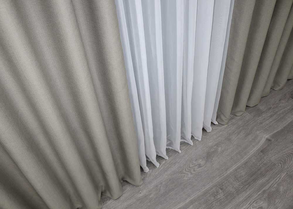 Шторна тканина Шеніл однотонний колір тауп 1590ш Київ - фото 4