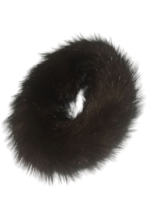 Гумка хутряна норкова на волосся на гульку Чорний Харків - фото 1