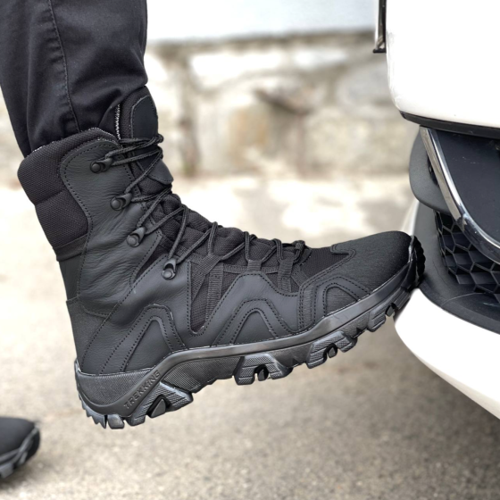 Тактические мужские демисезонные черные берцы на Gore-Tex, военные мужские водонепроницаемые кожаные берцы Львов