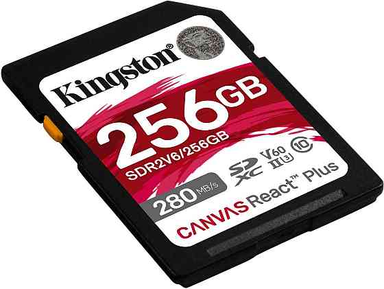 Картка пам'яті SDHC 256 GB UHS-II/U3 Class 10 Kingston Canvas React Plus V60 SD R280/W150MB/s (SDR2V6/256GB) Харьков