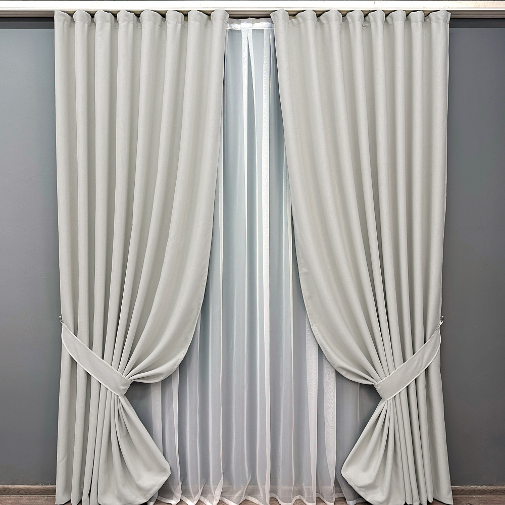 Комплект штор VR-Textil Блэкаут двусторонний Scandi № 1903ш Дымчато-белый 150х270 см 2 шт (33-0936) Киев - изображение 2