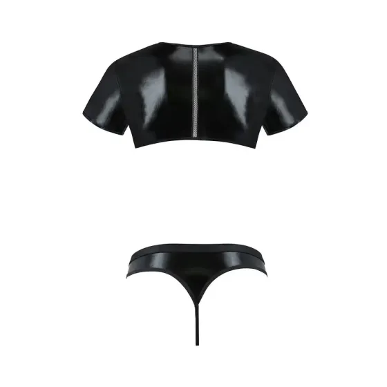 Комплект чоловічої білизни під латекс Passion 057 SET PETER L/XL Black, кроп-топ, стринги Львів