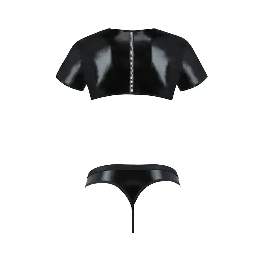 Комплект чоловічої білизни під латекс Passion 057 SET PETER L/XL Black, кроп-топ, стринги Львів - фото 6