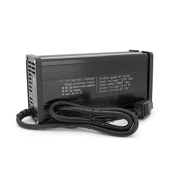 Зарядний пристрій Jinyi для акумуляторів LiFePo4 72V(87,6V),24S,18A,штекер Triangle plug (T-tipe/IEC/C13 N+L-), з індикацією,BOX Київ