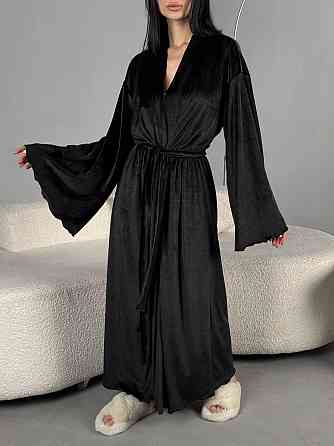 Женский стильный домашний велюровый макси халат плюш велюр Одесса