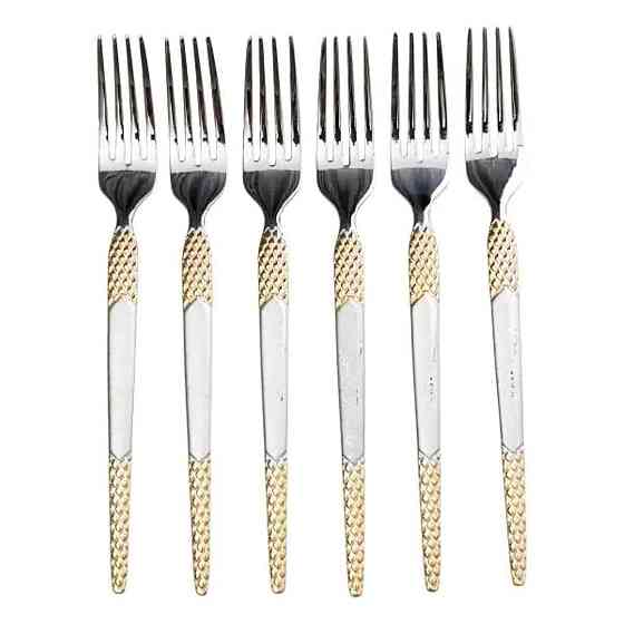 Набор десертных вилок 6 штук вилки десертные из нержавеющей стали 15.5 см Серебро с золотом HP-20-40 Киев