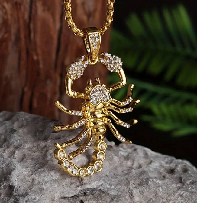 Подвеска скорпион на цепочке золотая, кулон знак зодиака Скорпион со стразами Киев - изображение 4