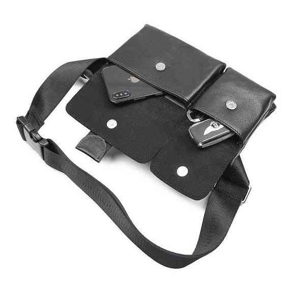 Сумка поясная кожаная Vintage 14953 Черная Киев