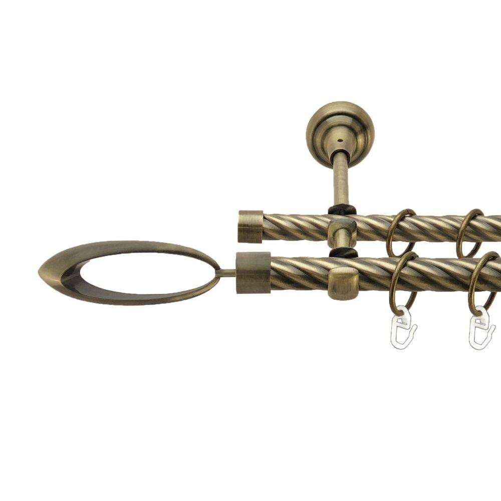 Карниз Orvit Венеція металевий дворядний відкритий скручена труба кільце металеве Антик 19\16 мм 160 см (00-00017433) Львів - фото 1