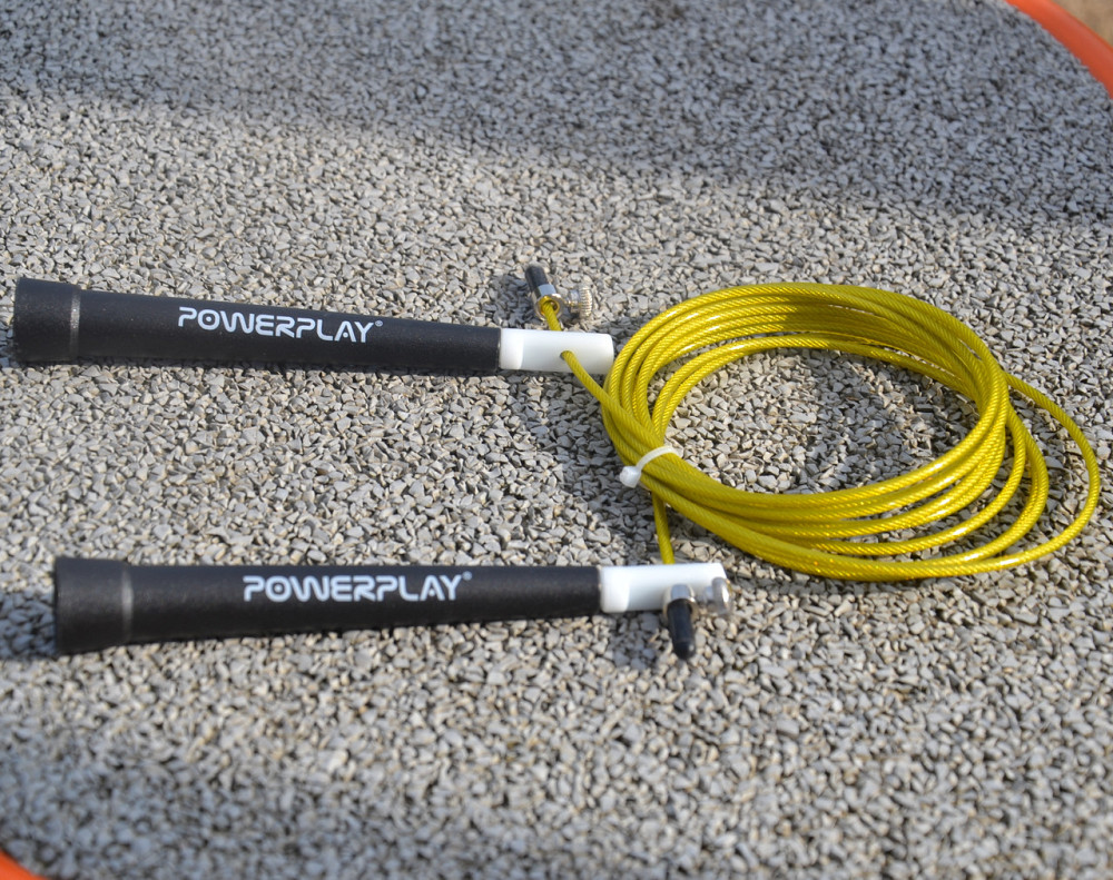 Скакалка скоростная спортивная PowerPlay 4202 Ultra Speed Rope Желтая (2,9m.) Киев - изображение 10