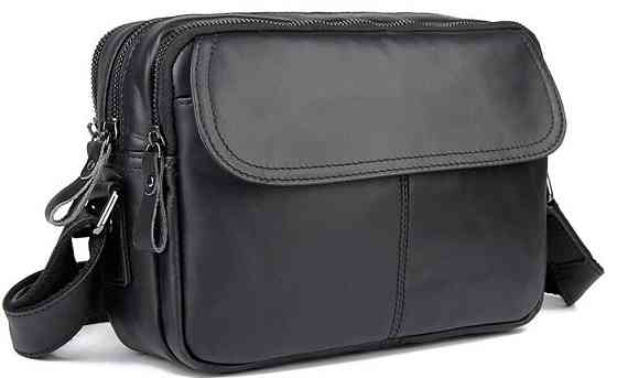 Сумка Vintage 14548 з натуральної шкіри зерниста Чорна Київ