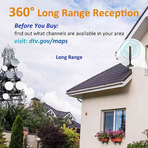 Цифрова телевізійна антена для Smart TV, для внутрішнього використання, прийом 360° цифрової HDTV-антени для місцевих каналів, пі Київ