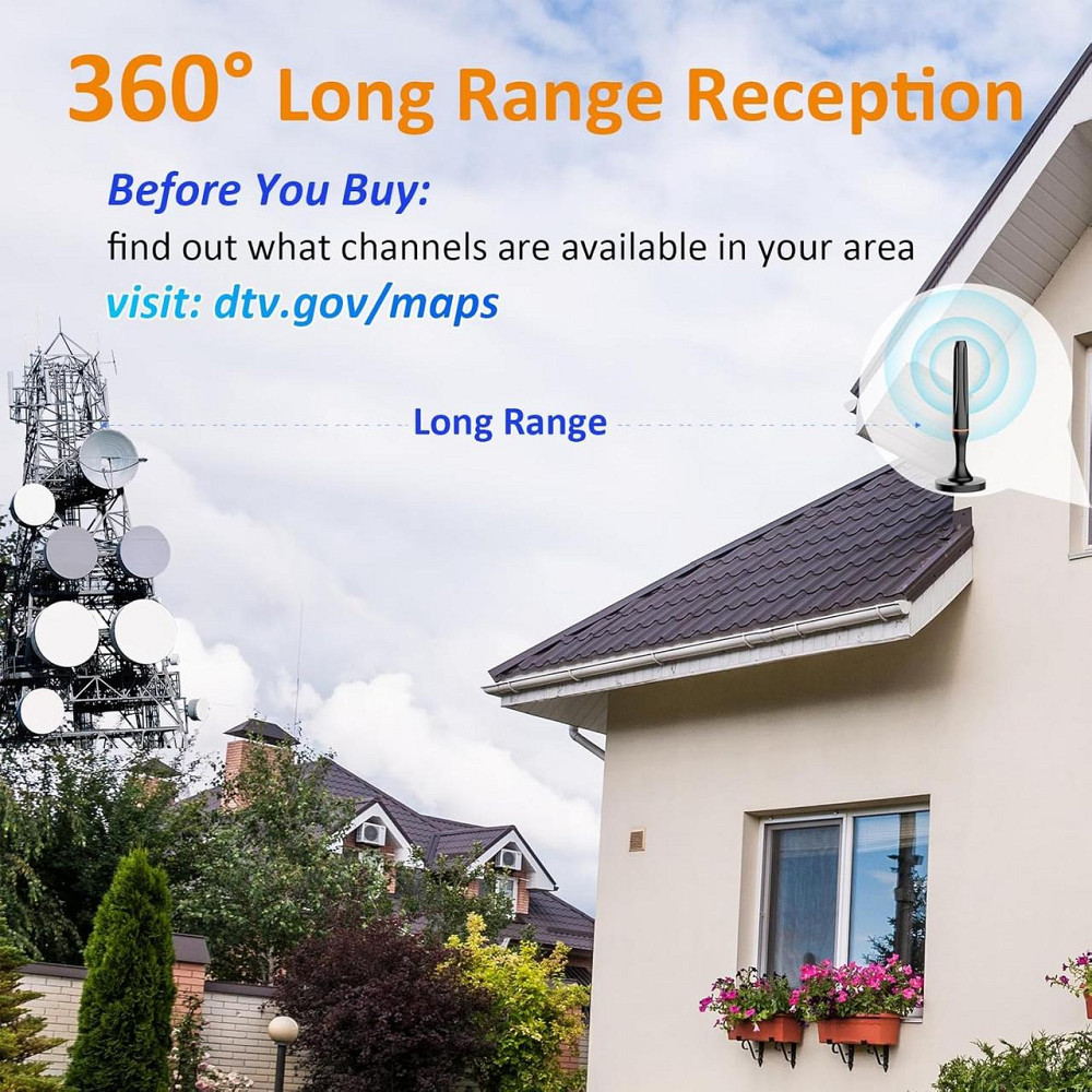 Цифрова телевізійна антена для Smart TV, для внутрішнього використання, прийом 360° цифрової HDTV-антени для місцевих каналів, пі Київ - фото 5