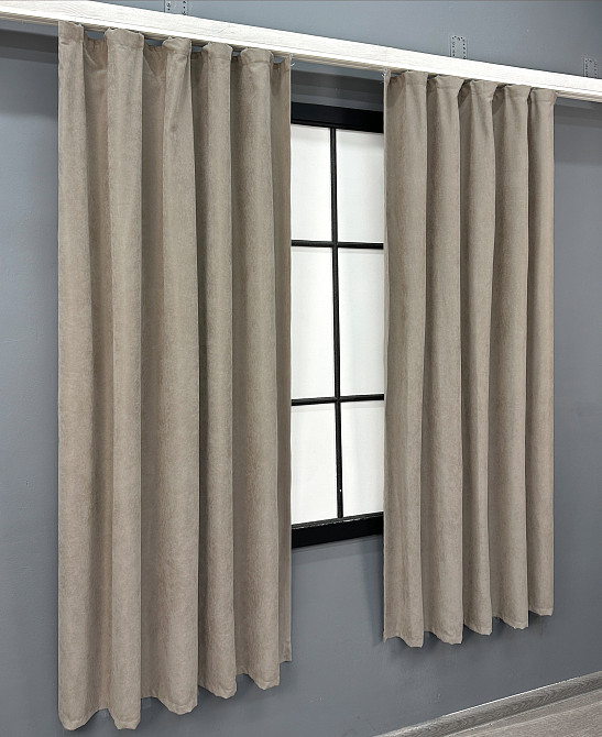 Комплект коротких штор VR-Textil Микровелюр Petek YL № 1708ш Тауп 130х170 см 2 шт (35-0404) Киев - изображение 3