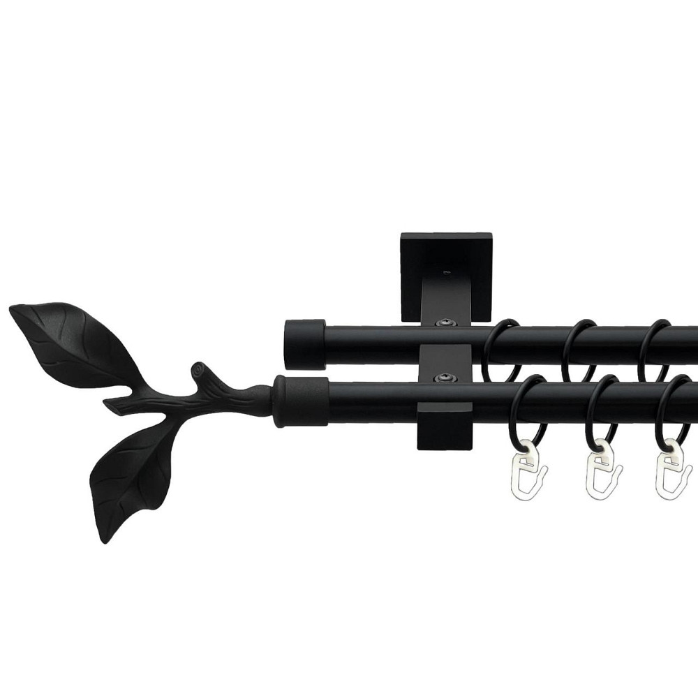 Карниз Orvit Листок Троянди металевий дворядний техно гладка труба кільце металеве Чорний Оксамит 19\19 мм 160 см (00-00027069) Львів - фото 1