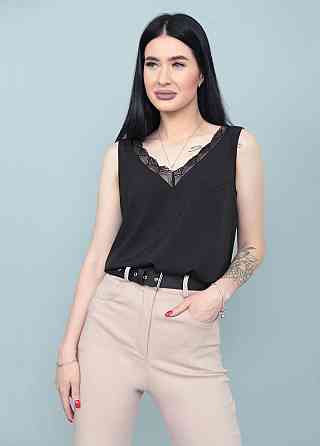 Літня блуза з глибоким декольте "Gloria" оптом | Батал Чорний, 50-52 Київ