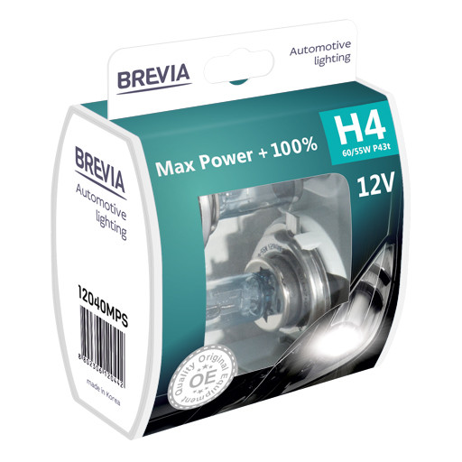 Галогенова лампа Brevia H4 12V 60/55W P43t Max Power +100% S2 Львів - фото 1