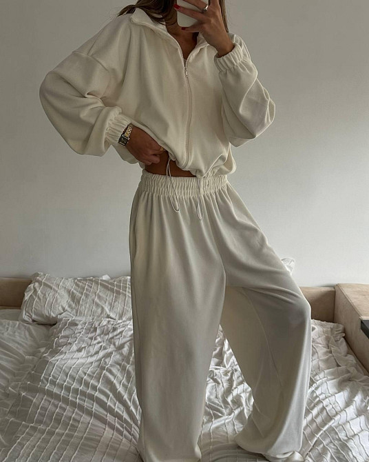 Жіночий теплий оверсайз костюм двійка: кофта і штани турецький полар фліс Одеса - фото 1