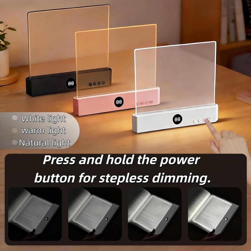 Уценка Плоская лампа для чтения книг USB, 3 цвета 3000–6500K, плавное затемнение 25–100%, таймер 1–99 мин, белая Киев - изображение 5