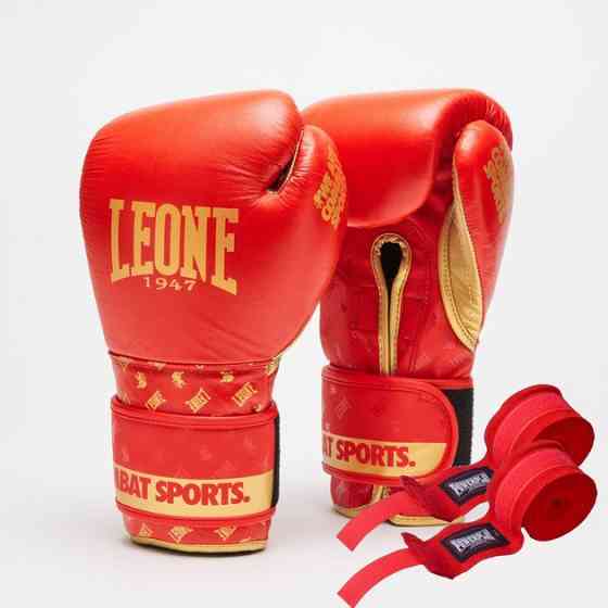 Боксерські рукавиці Leone GN220 DNA Red 16 унцій (бинти 4 м. в комплекті) Кам'янське