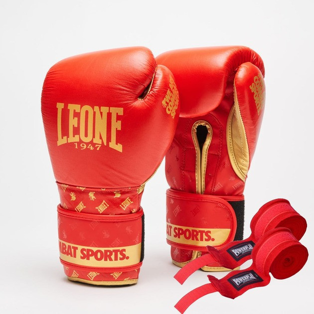 Боксерські рукавиці Leone GN220 DNA Red 16 унцій (бинти 4 м. в комплекті) Кам'янське - фото 1