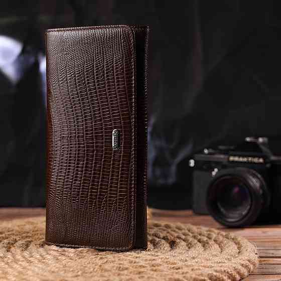 Стильний гаманець для жінок з натуральної фактурної шкіри CANPELLINI 21607 Коричневий Київ