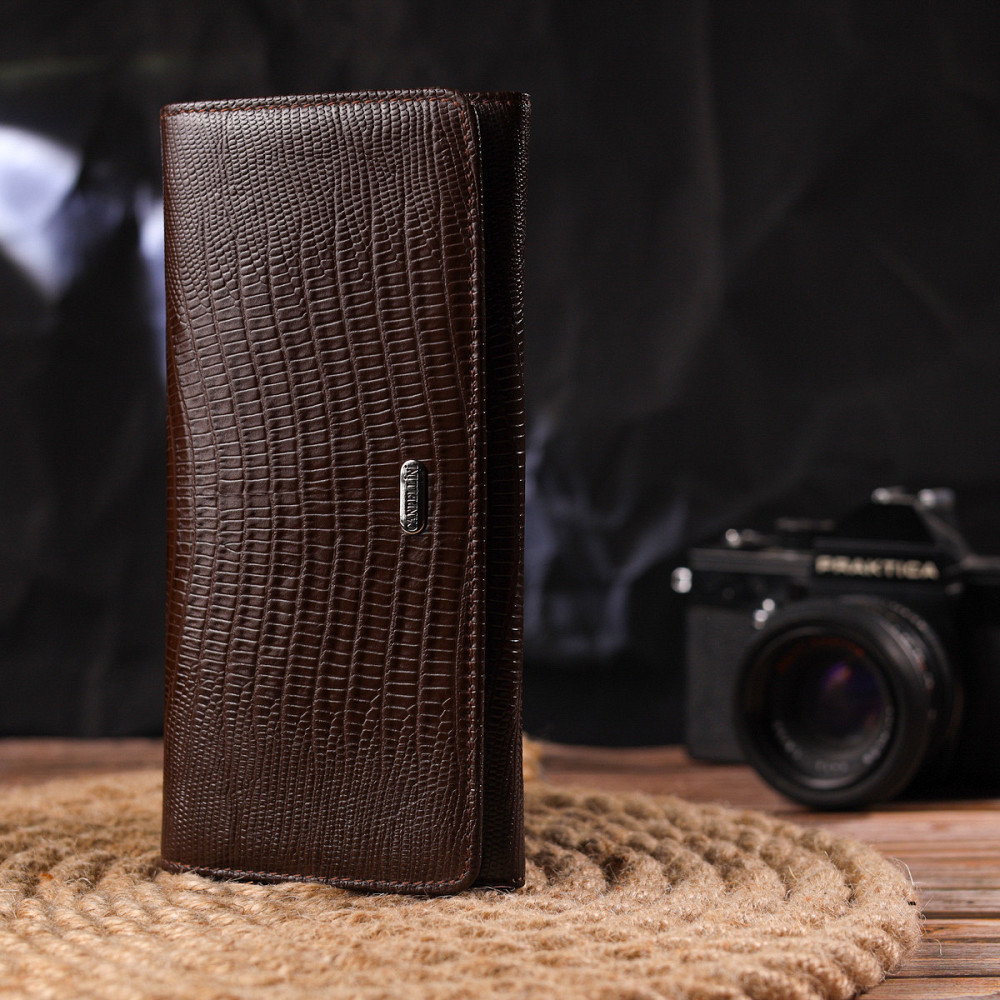 Стильний гаманець для жінок з натуральної фактурної шкіри CANPELLINI 21607 Коричневий Київ - фото 3