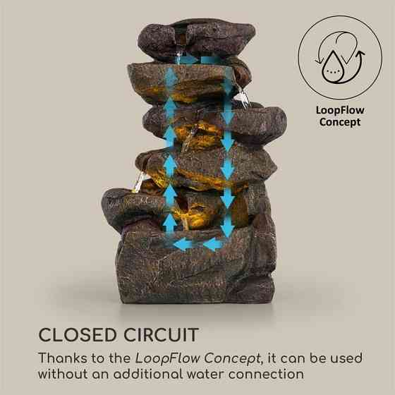 Солнечный фонтан Savona 2,8 Вт, полирезина, аккумулятор 5 ч, светодиоды, имитация камня (Германия, читать Ровно