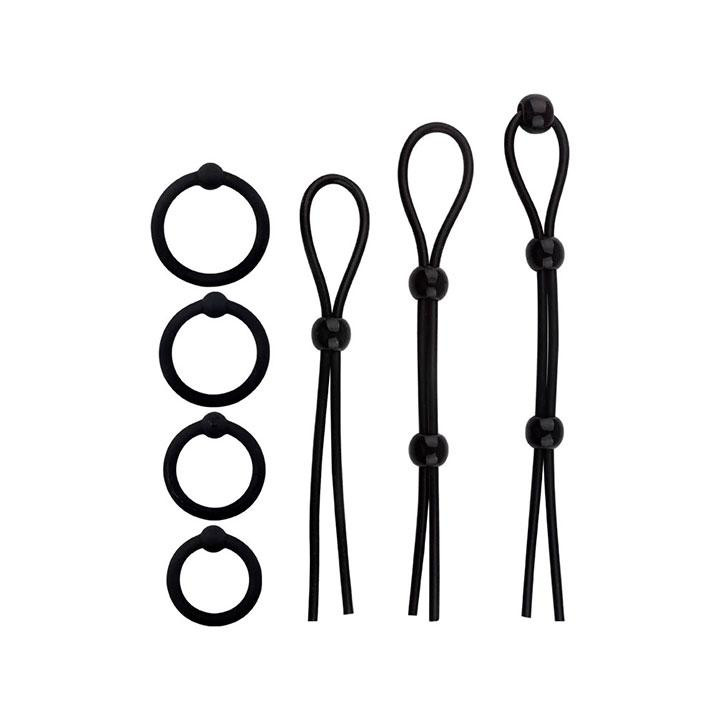 Набор эрекционных колец и лассо (7 единиц) - Черный Винница - изображение 1