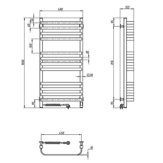 Сушарка для рушників електрична Navin Stugna 480х1000 Sensor з таймером білий Київ