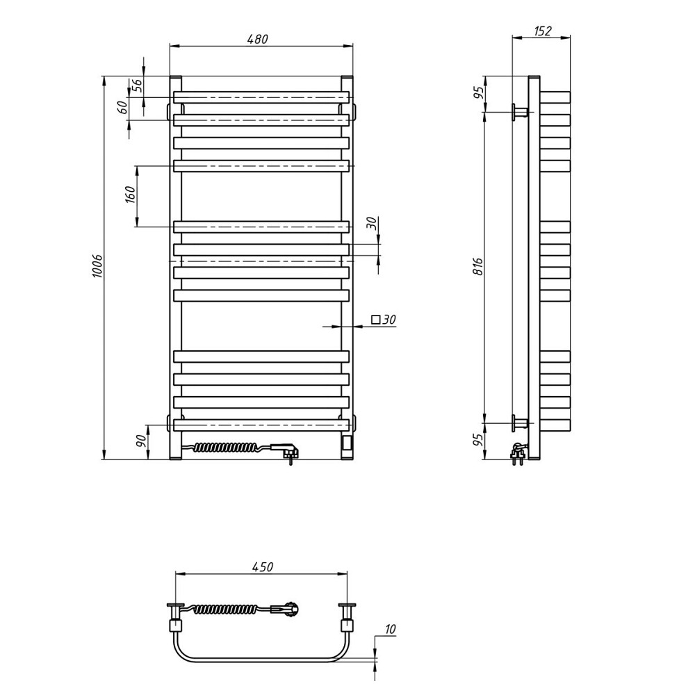 Сушарка для рушників електрична Navin Stugna 480х1000 Sensor з таймером білий Київ - фото 5