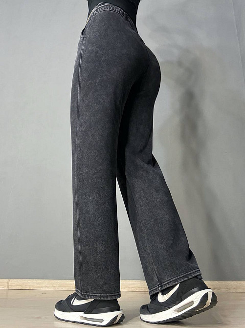 Брюки жіночі Black Cyclone 601 палаццо рівні варені тай-дай чорні, чорний, S Київ - фото 11