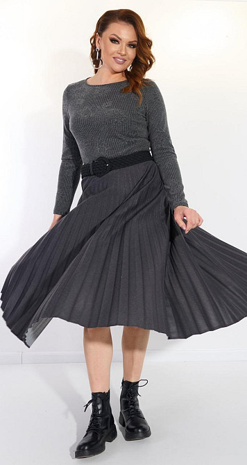 Сіре плаття зі спідницею в складку (42) Київ - фото 4