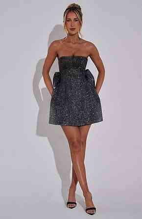 Женское стильное обаяние мини платье с бантом северное сияние Черный, 42/44 Одесса