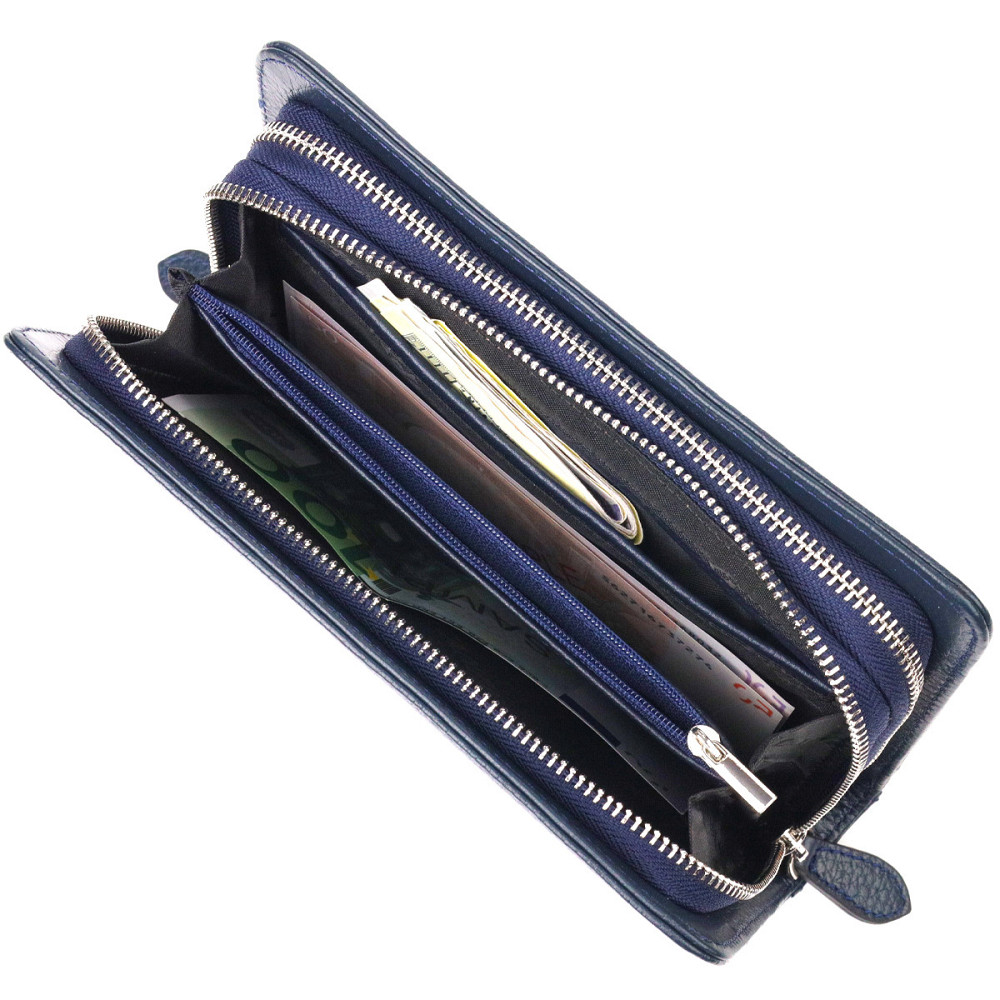 Відмінна чоловіча барсетка на два відділення з натуральної зернистої шкіри CANPELLINI 21568 Синя Київ - фото 9