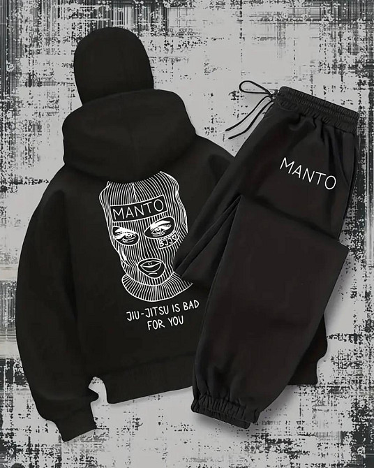 Женский стильный оверсайз костюм с маской из зип-худи и брюками трехнитка на флисе + микродайвинг Одесса - изображение 1