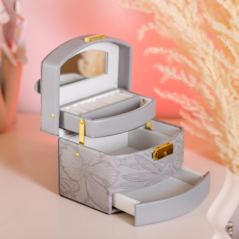 Шкатулка для прикрас з еко-шкіри, 3 яруси, з замком Київ - фото 6