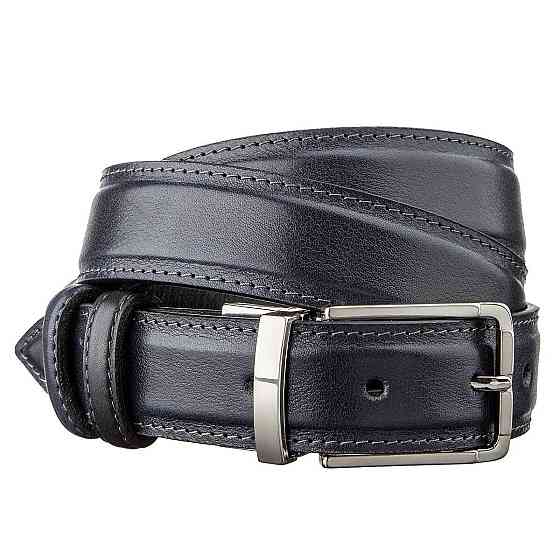 Ремень брючный двусторонний мужской Grande Pelle 11156 Синий и Черный Киев