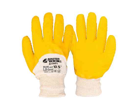 MASTERTOOL Рукавички бавовняні MASTERTOOL латексне ребристе покриття ¾ 10.5" 12 пар жовті 83-06 Коломия