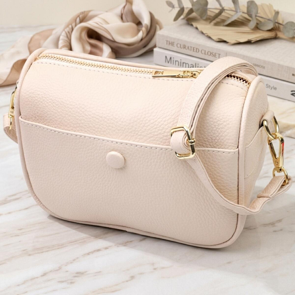 Компактна сумка крос-боді для жінок з натуральної шкіри на кожен день Vintage 22591 Біла Київ - фото 11