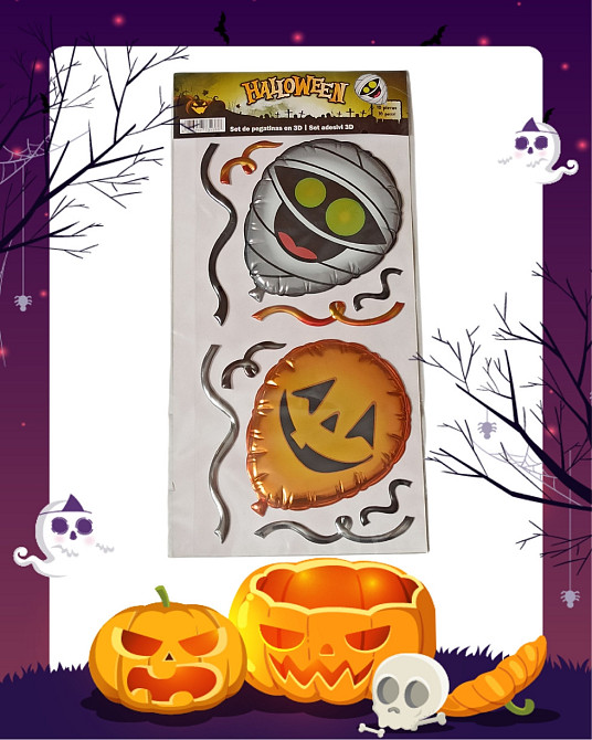 Наклейка 3D повітряні кулі декор на Хелловін 20 на 40 см різнокольоровий Київ - фото 1