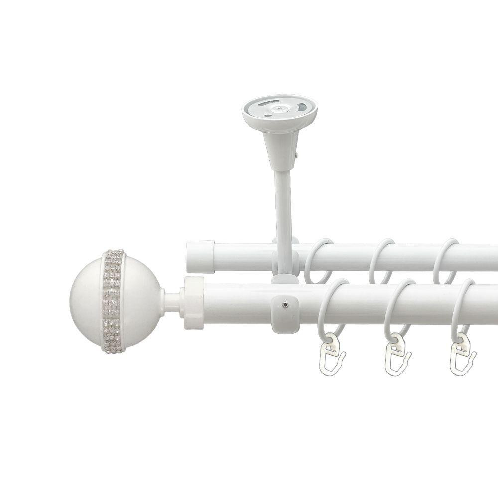 Карниз Orvit Авея металевий дворядний відкритий до стелі гладка труба кільце металеве Арктіс 25\19 мм 200 см (00-00021082) Львів - фото 1