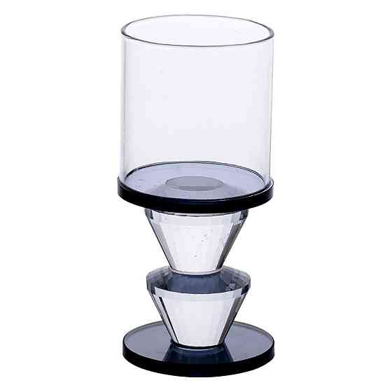 Підсвічник скляний 6×13 см на одну свічку підсвічник келих на ніжці декоративний Сірий HP-4-20M Коломия