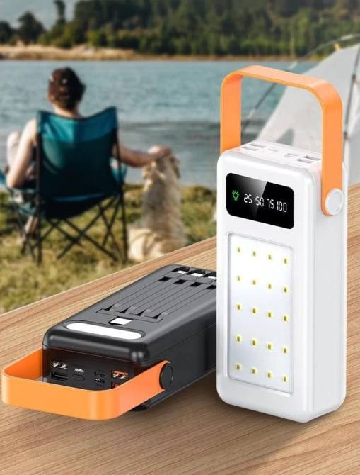 Портативный внешний аккумулятор Bilintong 40000mAh Power Bank + Led лампа Черный Винница - изображение 10